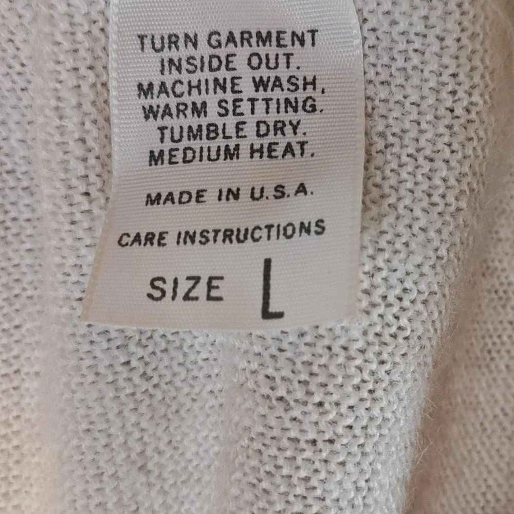 Jantzen Cardigan Sweater Mens Large White V Neck Button Front‎ Made in USA Golf